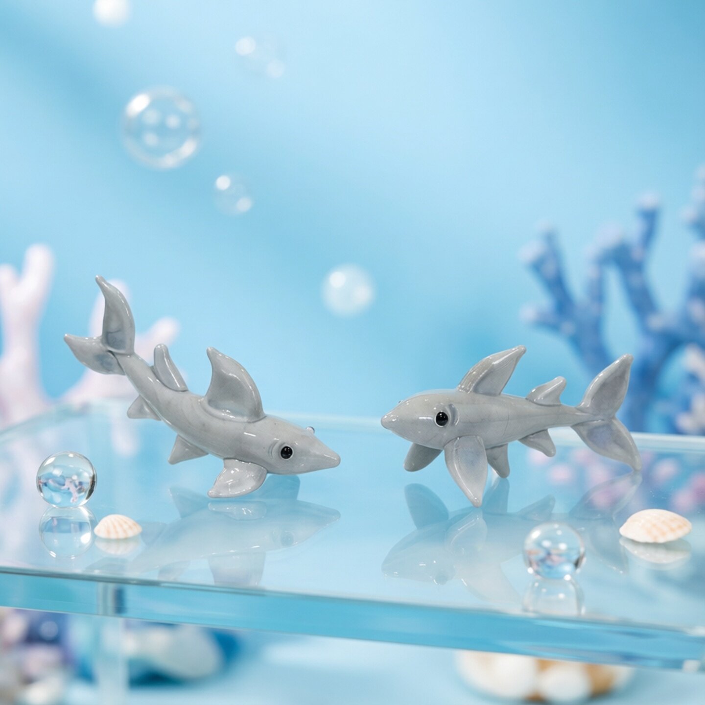 Marine Aquarium Design - Statuetta di Squalo in Vetro Fatta